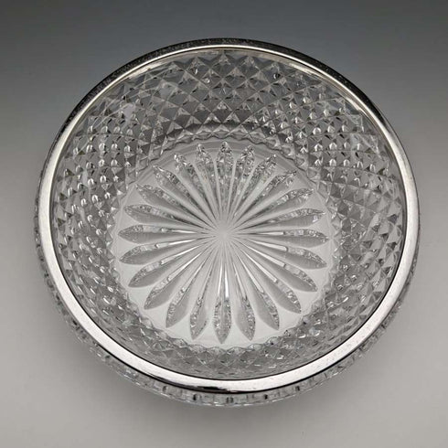 German Vintage Cut Glass Bowl with Sterling Silver Rim Decoration Diameter 18cm Emil Herman