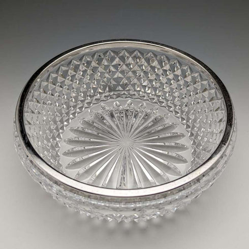 German Vintage Cut Glass Bowl with Sterling Silver Rim Decoration Diameter 18cm Emil Herman