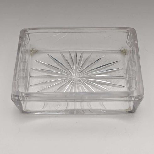 1861年 英国古董 切割玻璃盒 纯银盖 213g
