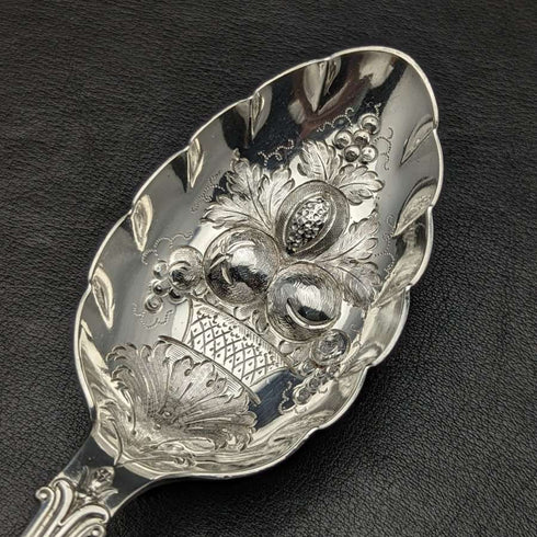 British Antique Silver Plate Berry Serving Spoon Pair