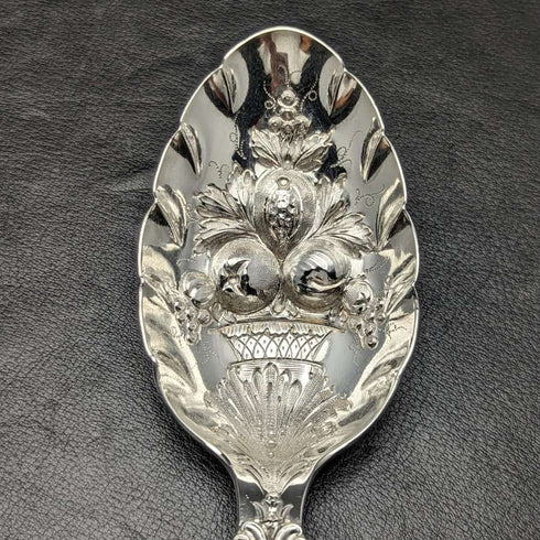 British Antique Silver Plate Berry Serving Spoon Pair