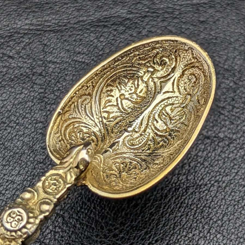 1936 British vintage sterling silver anointing spoon set of 12 in a case