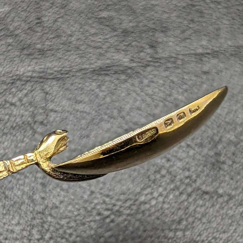 1936 British vintage sterling silver anointing spoon set of 12 in a case