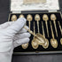1936 British vintage sterling silver anointing spoon set of 12 in a case