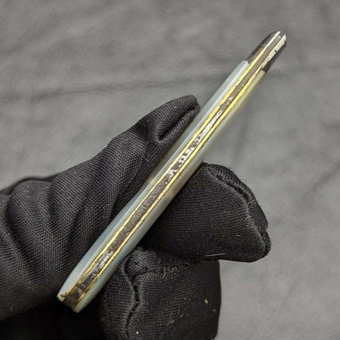 1896 年英國古董白珍珠貝殼手柄純銀刀片折疊筆刀