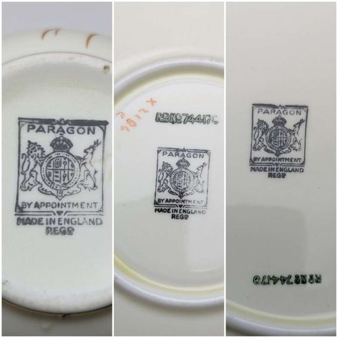 Trío de tazas de té Paragon, Reino Unido, década de 1930