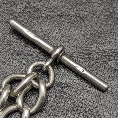 Around 1900 British Antique Sterling Silver Albert Chain 52g Sterling Silver Medal Fob