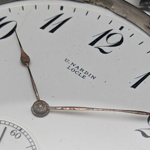 1920 年左右古董 Ulysse Nardin 懷錶銀色錶殼效果很好
