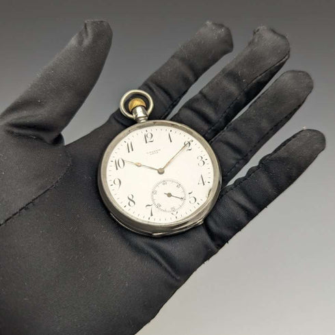 1920 年左右古董 Ulysse Nardin 懷錶銀色錶殼效果很好