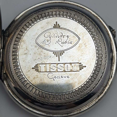 1900年頃 アンティーク TISSOT 懐中時計 銀側ケース シリンダー脱進機 動作良好