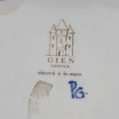 1960년대 프렌치 빈티지 GIEN 도자기 꽃무늬 대형 접시 지름 31cm