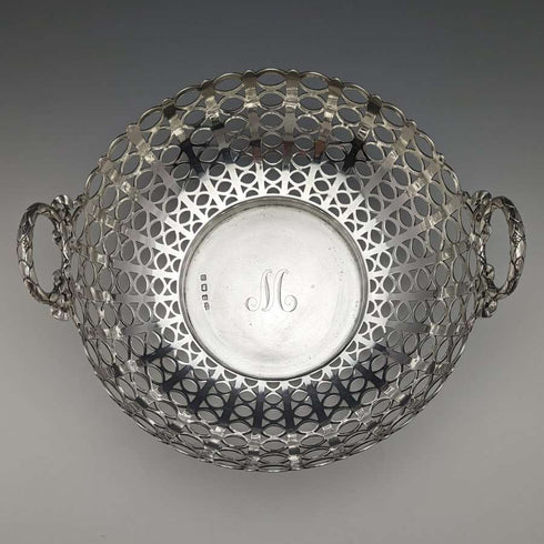 1911年 英国アンティーク 純銀製ボウル ピアス装飾 452g MAPPIN&WEBB