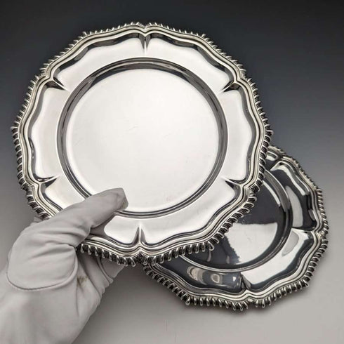 Platos de postre vintage de plata chapada, fabricados en el Reino Unido, par, 21 cm de diámetro