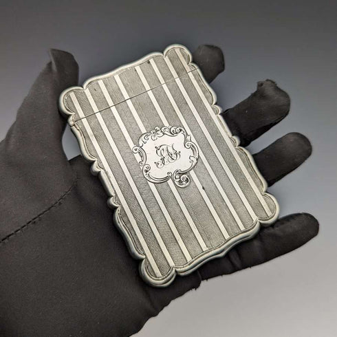 1847 British antique sterling silver card case 66g Edward Smith