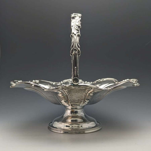 British Antique Silver Plate Large Basket Operating Handle 836g
