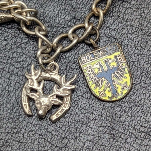 British vintage sterling silver charm bracelet 21g