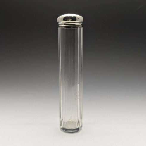 Botella de cristal alargada vintage británica de 1927 con tapa de plata de ley, 110 g