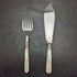 British Vintage White Pearl Shell Handle Silver Plated Fish Server Set in Case