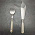British Vintage White Pearl Shell Handle Silver Plated Fish Server Set in Case