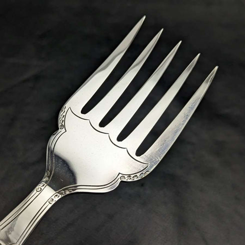 British Vintage White Pearl Shell Handle Silver Plated Fish Server Set in Case