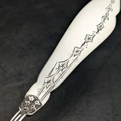 British antique silver plate jam spoon & butter knife set in case