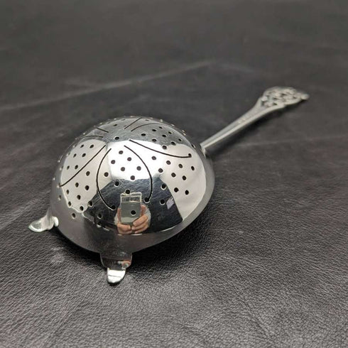 Colador de té de plata esterlina, antigüedad británica de 1917