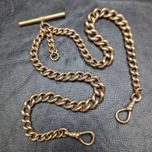 Cadena Albert doble de oro laminado, antigüedad británica, 46g, sin dije