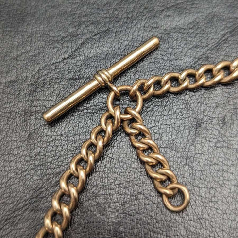 Cadena Albert doble de oro laminado, antigüedad británica, 46g, sin dije