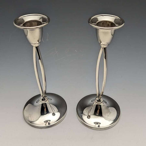 British vintage silver plate candle stand candlestick pair