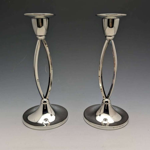 British vintage silver plate candle stand candlestick pair