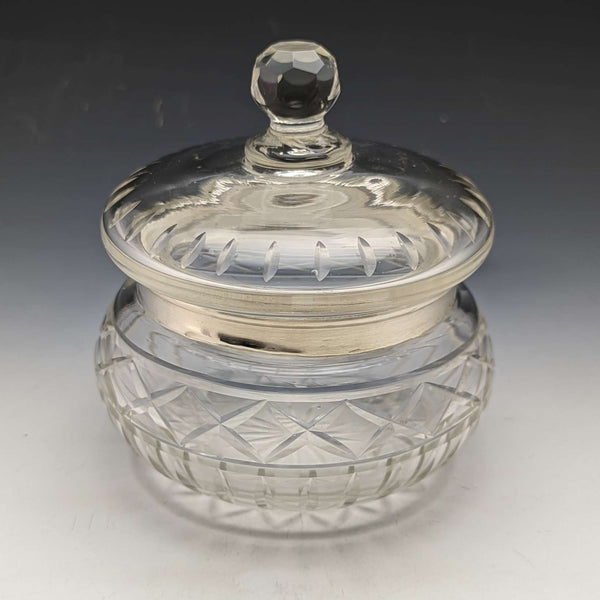 1929년 영국 빈티지 순은 장식 컷 글라스 자 351g B M & Co