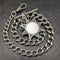 Cadena Albert de plata esterlina (925) antigua británica de alrededor de 1900, 55 g, con medalla tipo fob
