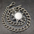 Cadena Albert de plata esterlina (925) antigua británica de alrededor de 1900, 55 g, con medalla tipo fob