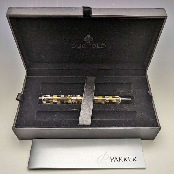 英国产派克(PARKER)Duofold 宝珠笔 绿色方格纹 附盒
