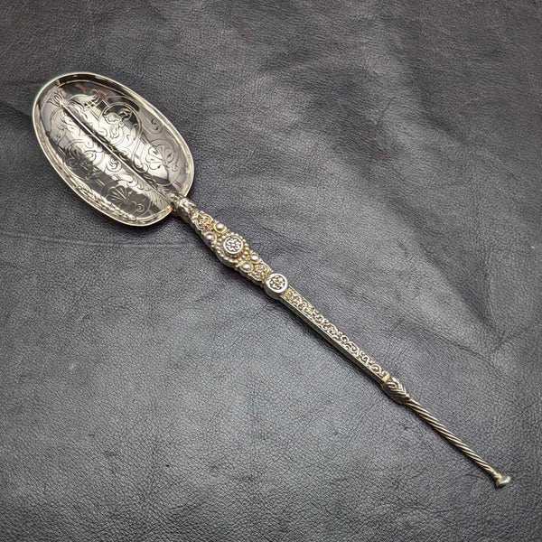 Cuchara de unción grande de plata esterlina, antigüedades británicas de 1902, 93 g