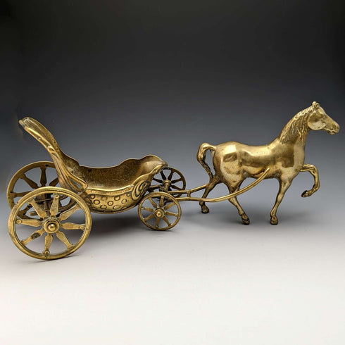 British vintage brass horse and carriage object 1075g