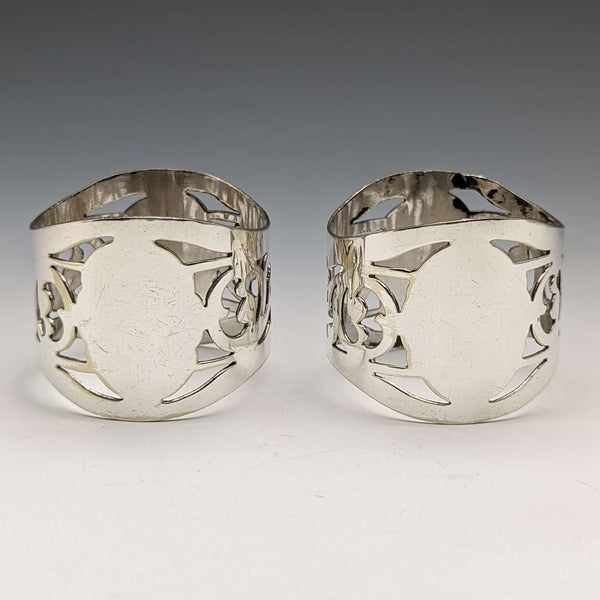 Par de servilleteros de plata chapada vintage británicos