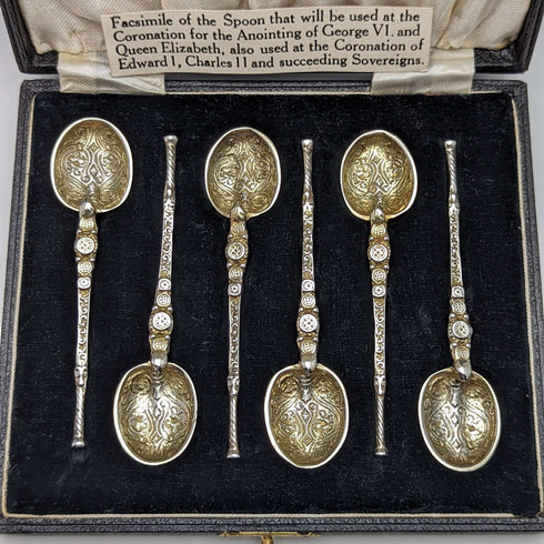 1936 British Vintage Sterling Silver Annoying Spoons Set of 6 in a Case