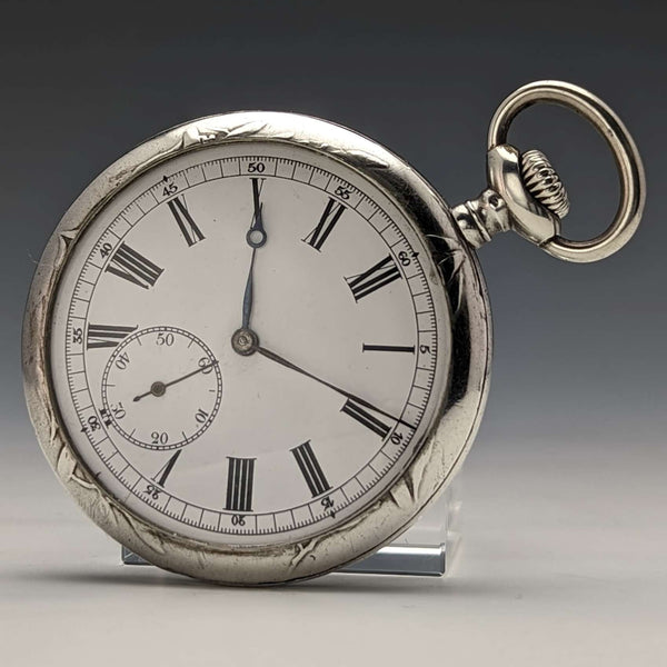 Reloj de bolsillo antiguo Ulysse Nardin, caja de plata con grabado de soldado, en buen estado de funcionamiento