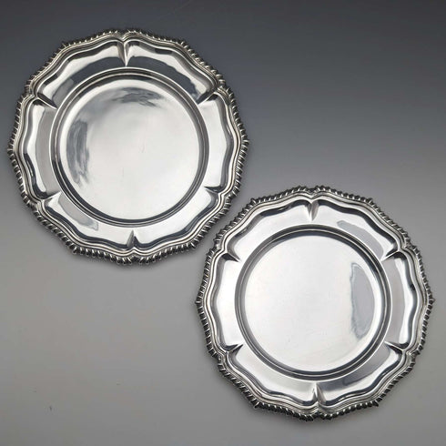 Platos de postre vintage de plata chapada, fabricados en el Reino Unido, par, 21 cm de diámetro
