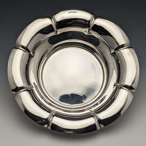 1901 British Antique Sterling Silver Flower Bowl 319g Diameter 23cm Henry Atkins