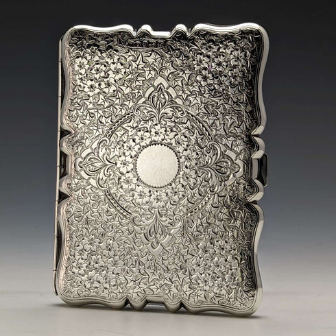 1889 British Antique Sterling Silver Double Open Card Case 123g Deakin and Francis