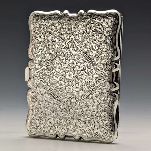 1889 British Antique Sterling Silver Double Open Card Case 123g Deakin and Francis