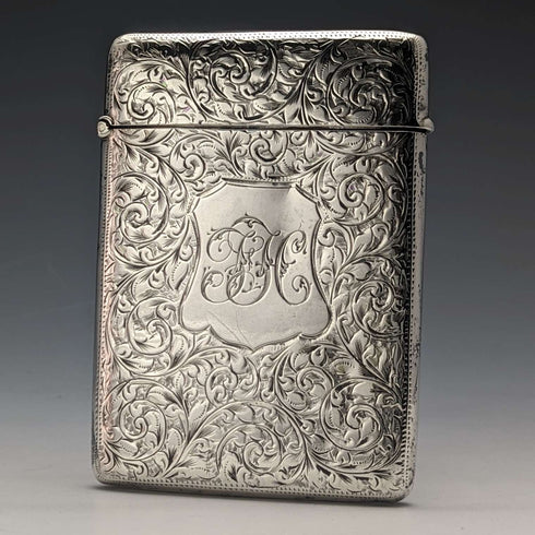 Tarjetero de plata de ley, antiguo, británico, año 1900, 79 g, Henry Pope