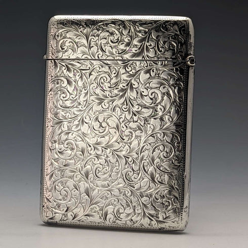 Tarjetero de plata de ley, antiguo, británico, año 1900, 79 g, Henry Pope
