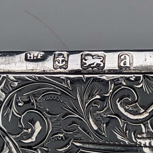 Tarjetero de plata de ley, antiguo, británico, año 1900, 79 g, Henry Pope