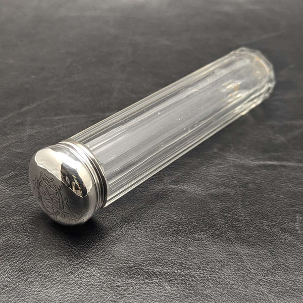 1927년 영국 빈티지 장형 유리병 순은 뚜껑 110g