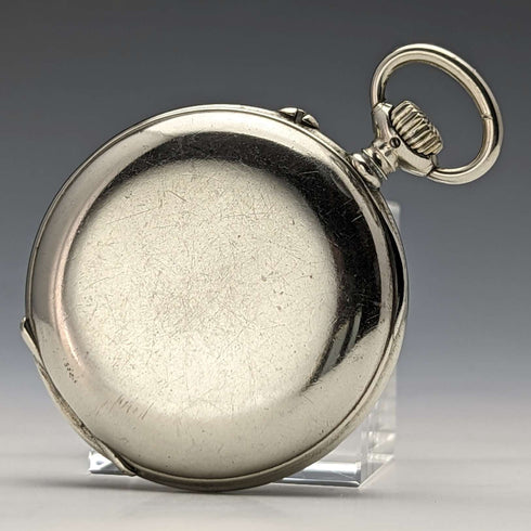 Reloj de bolsillo Longines antiguo de alrededor de 1921, chapado en plata, esfera abierta, en buen estado de funcionamiento