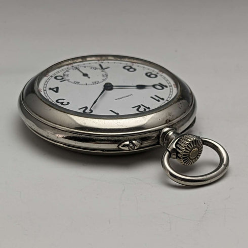 Reloj de bolsillo Longines antiguo de alrededor de 1921, chapado en plata, esfera abierta, en buen estado de funcionamiento