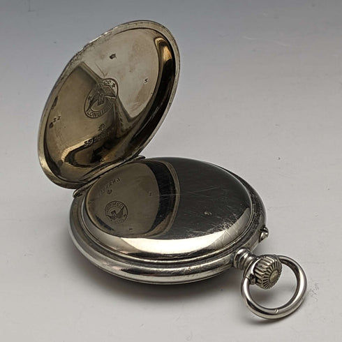 Reloj de bolsillo Longines antiguo de alrededor de 1921, chapado en plata, esfera abierta, en buen estado de funcionamiento